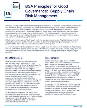 BSA Principles for Good Governance: Supply Chain Risk Management cover